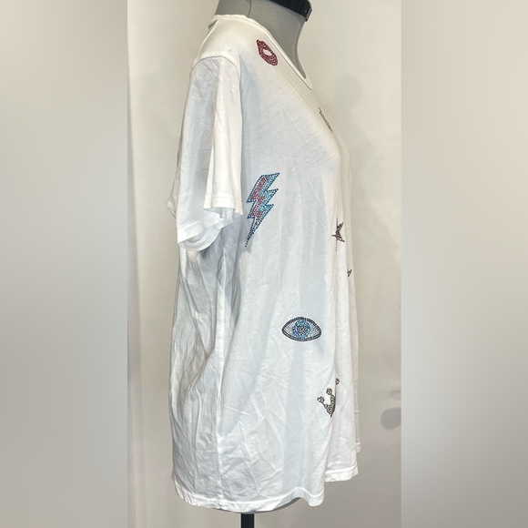 NWOT Lauren Moshi Wolf Crystal Tee w/Fantasy Elements, white/multi, szM - Picture 5 of 16